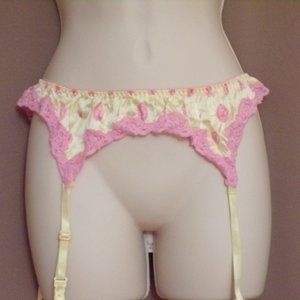 Playboy Intimates Yellow and Pink Gartner Belt Size M